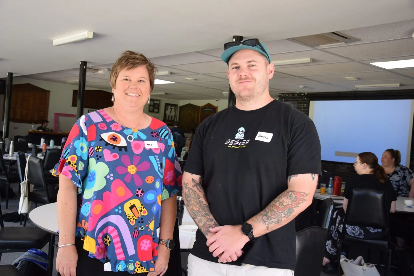 GOOD TO CREAT AWARENESS: Anna Eddy and Harris Dickason at Michael Carr-Gregg\\'s presentation on Thursday. \"There are now ways we can embed the trauma informed practices into our classrooms,\" Ms Eddy said. PHOTO: Andy Wilson