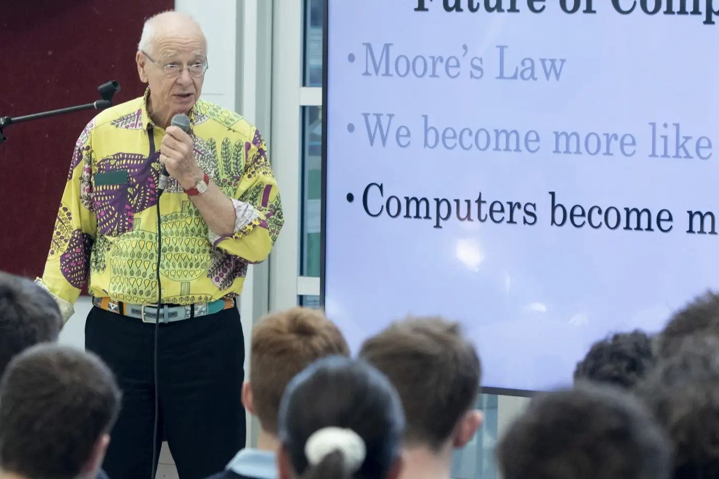 ENGAGED AUDIENCE: ESC students enjoy Dr Karl\\u2019s lively presentation on science and the future. PHOTOS: Dale Mann