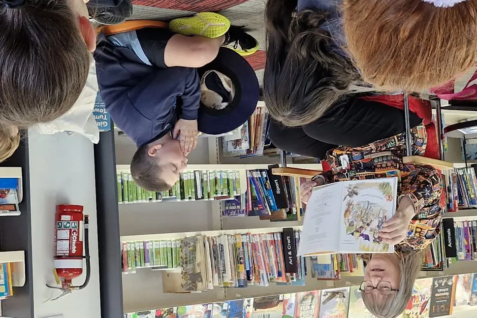 STORY TIME: Euroa librarian Cathy Artridge reads The Wobbly Bike to Euroa PS students during a Children\\u2019s Book Week story session. PHOTOS: Pam Zierk-Mahoney