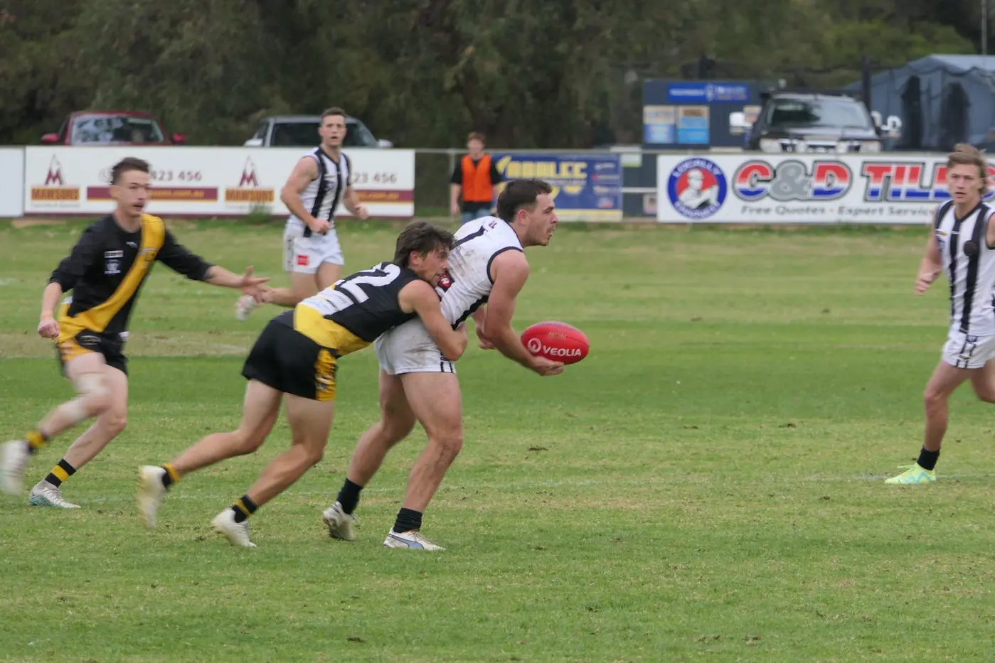 PRESSURE: Max Gleeson (pictured) passes the ball forward as Rochester continued to seek out the ball. PHOTOS: Raelee Jager Id:42382