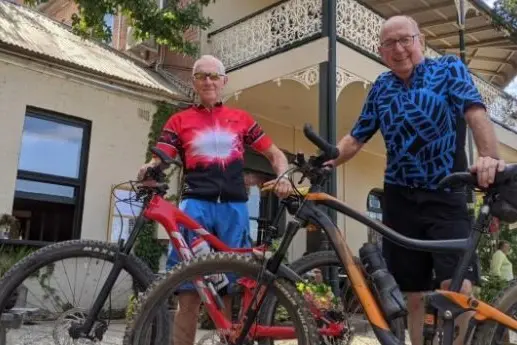 GO BOYS: Mr Hyland and Mr Gardner have raised just about $6000 for Nagambie Healthcare.