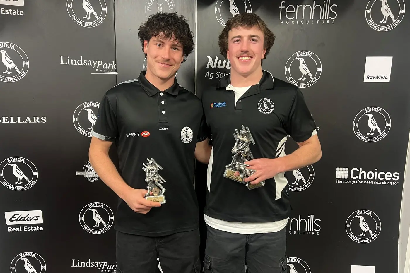 UNDER 18s: Mitchell Walters takes home both the Under 18 Best and Fairest (donated by Life Members) and the David Mills Award (donated by the Mills family), while William Creevey is honored as the Runner-Up Best and Fairest. PHOTOS: Raelee Jager