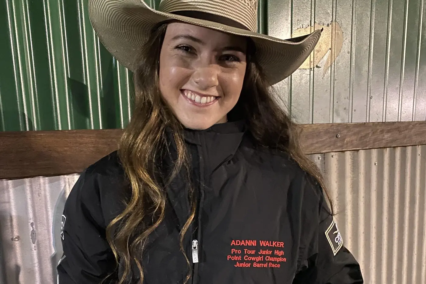 BRINGING HOME THE BUCKLE: Adanni Walker at the APRA  Junior  Presentation for Pro Tour High Point Cowgirl, Junior Barrel Racing Champion. Id:31644