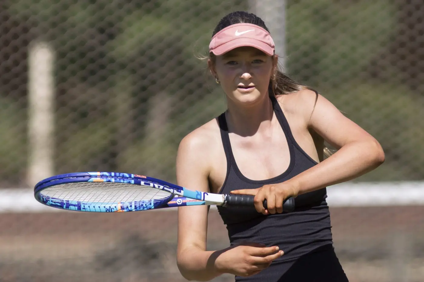 LEFT APPROACH: Left-hander Avie Hill takes a free swing at this forehand shot. PHOTOS: Dale Mann