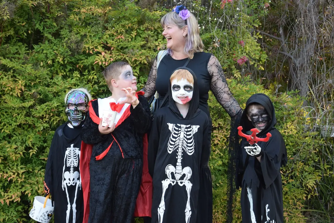 SPOOKY CREW: Henry Wallace (4), Lucas Blades (8), Max Wallace (7), Tommy Morris (7) and adult Meg Love.