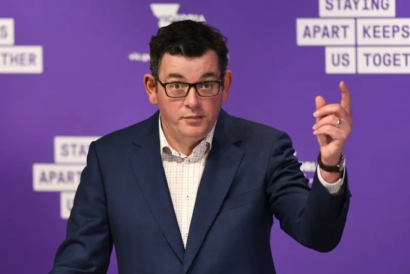 Victorian Premier Daniel Andrews addresses the media during a press conference in Melbourne, Sunday, September 6, 2020. Melbourne will remain under coronavirus lockdown until at least October 26 but some restrictions will be eased from next Sunday. (AAP Image/Erik Anderson) NO ARCHIVING