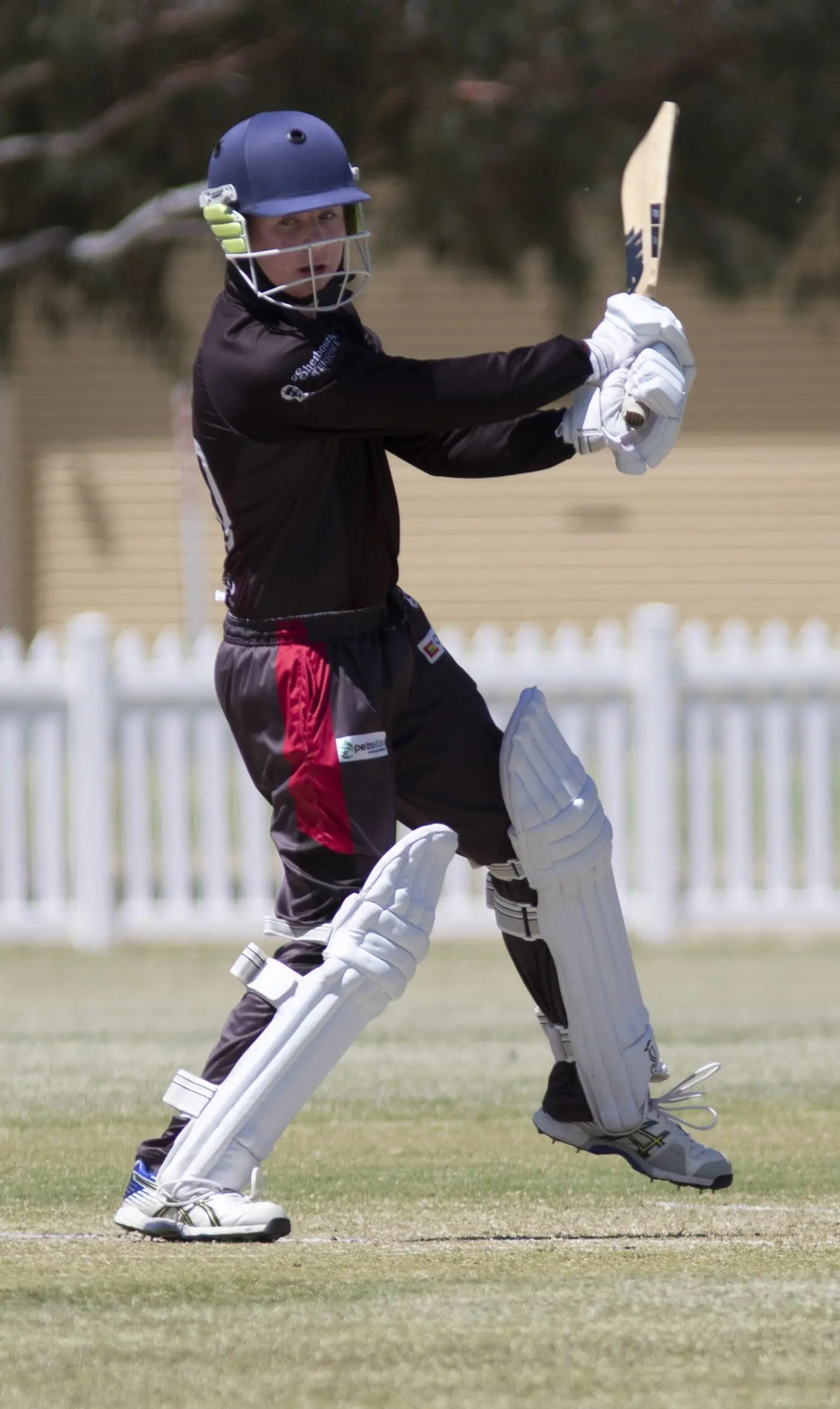 SLASHING: Ethan Saxon opens his hands to cut this ball wide of the stumps. PHOTOS: Dale Mann