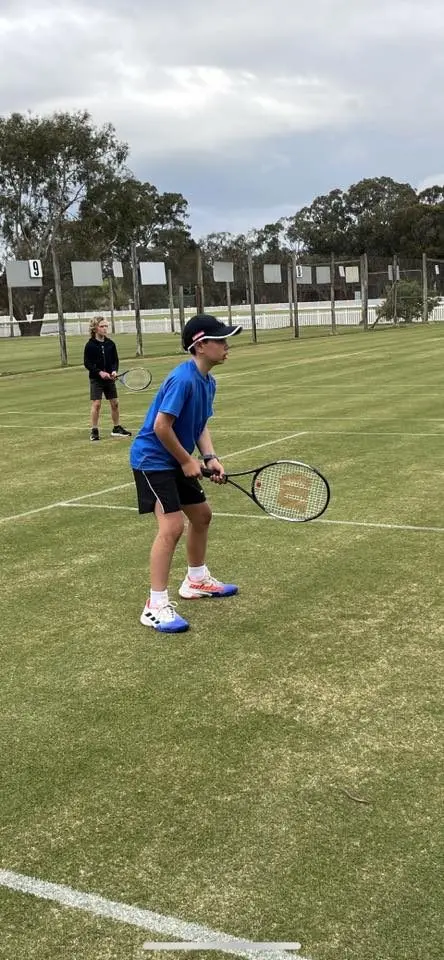 READY AND WAITING: Levi Berry maintains his focus on the tennis court. PHOTOS: Euroa tennis club facebook page