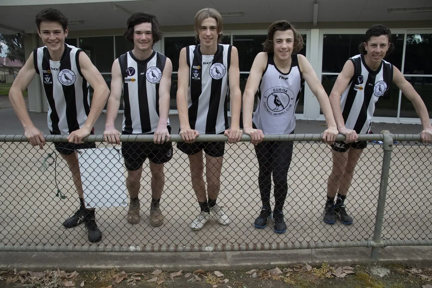 A BIG STEP UP: Charles Thompson (left), Ryan Hill, Cohen Paul, Mitchell Walters, Darby Wilson are all excited about the opportunity to train with the GV Football Academy. PHOTOS: Dale Mann
