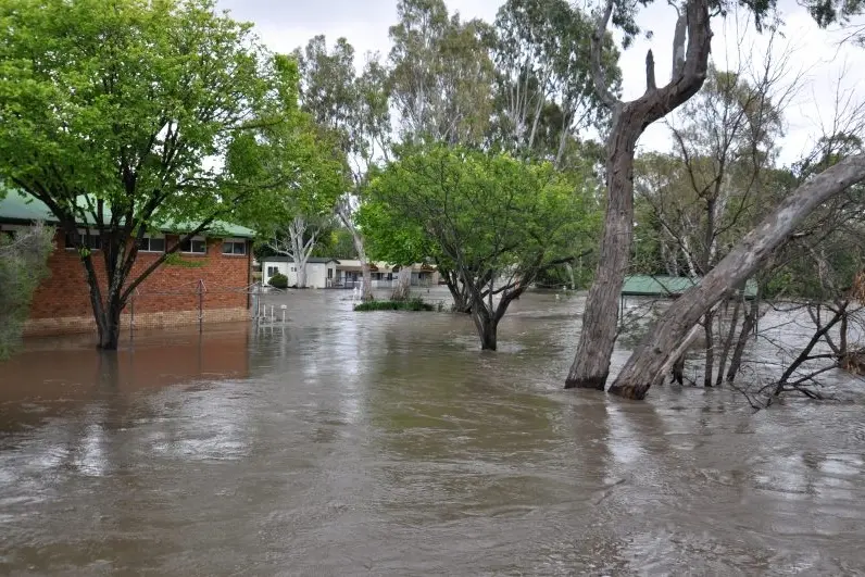 AT RISK: The Euroa Caravan Park which is right on the Seven Creeks is often prone to flooding.
