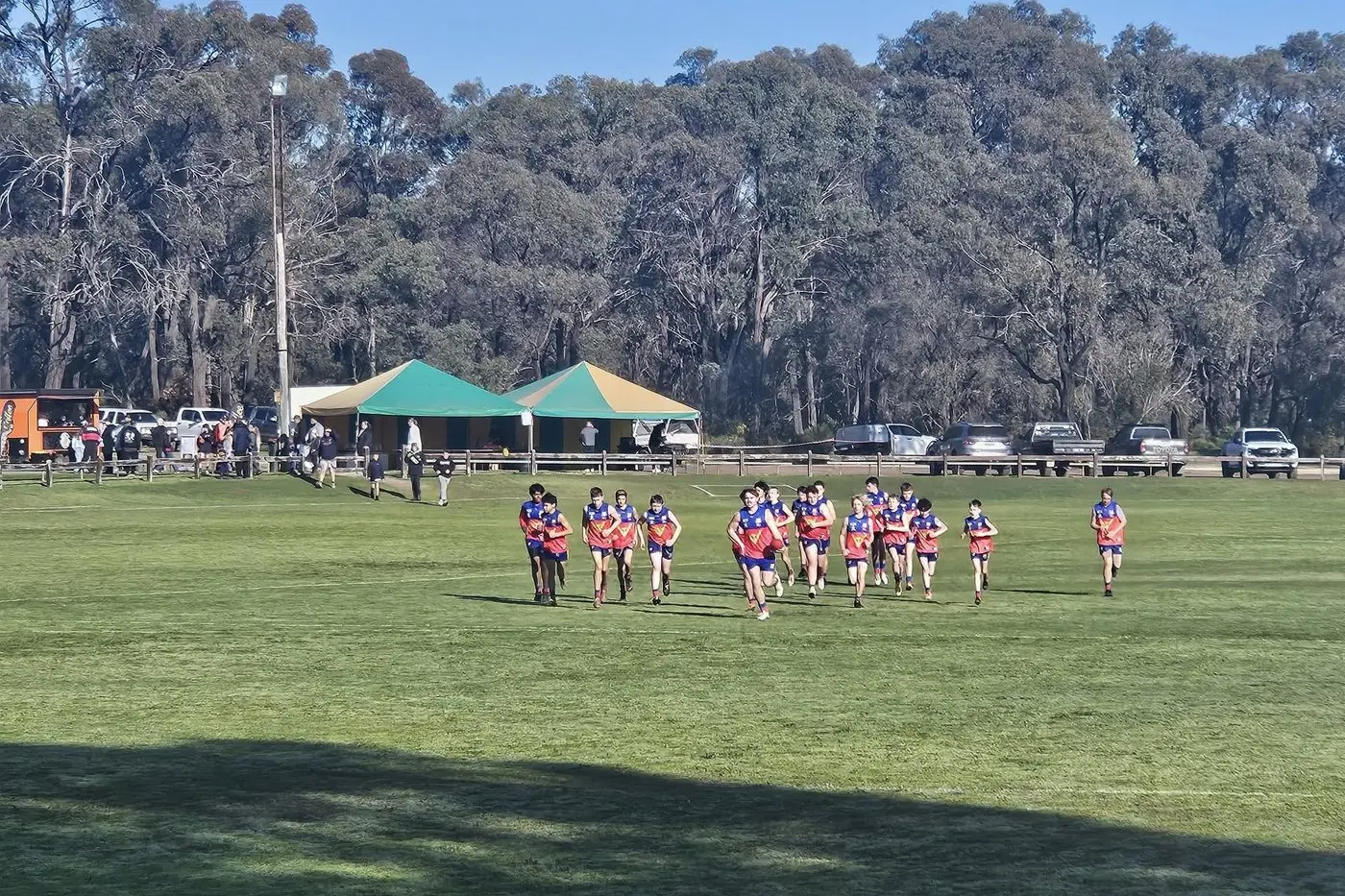 READY TO RUMBLE: Under 15s gear up for a strong win over Tallygaroopna advancing to the semi finals.