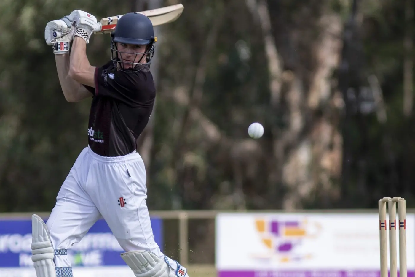 CUT AWAY: Mitch Walters executes a textbook cut\\u2013shot.  PHOTOS: Dale Mann Id:36323