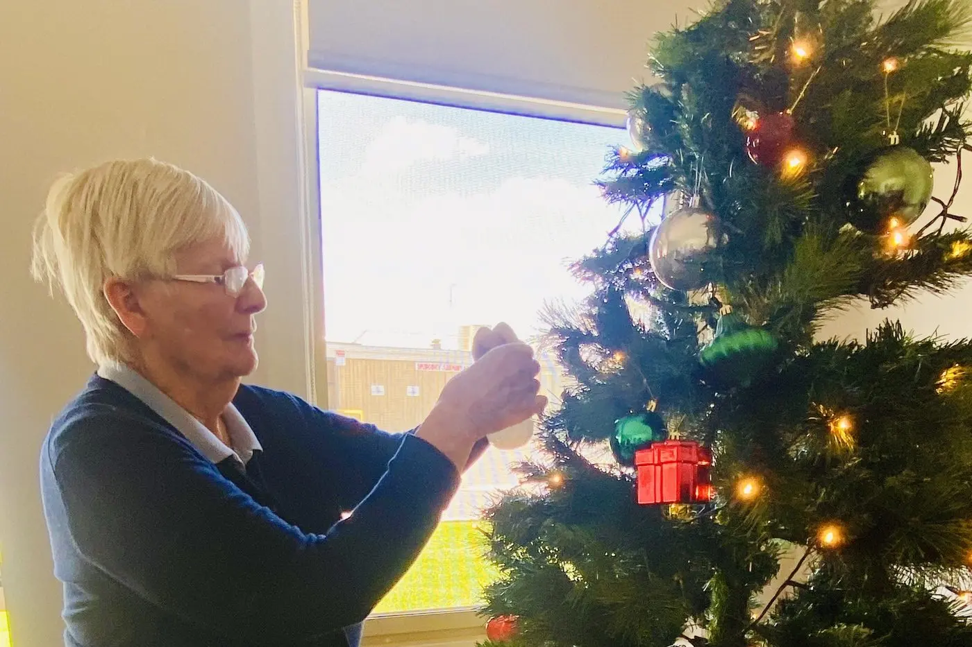 CHRISTMAS TIME: Nan Sullivan decorating a Christmas tree at GraniteHill.