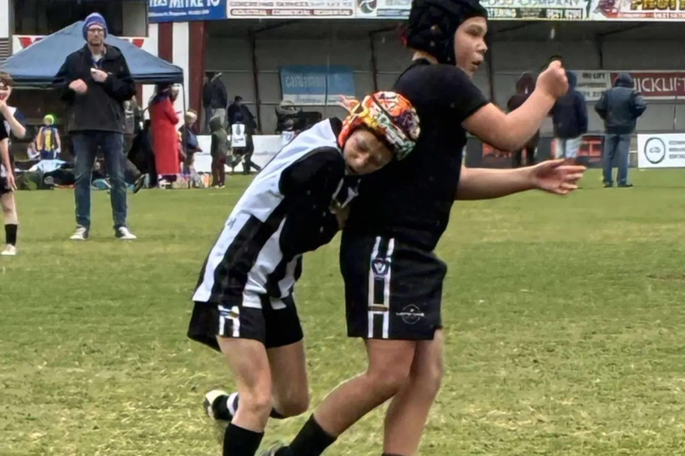 STRONG TACKLE: Euroa juniors showed great tenacity during the Gala Football Day.