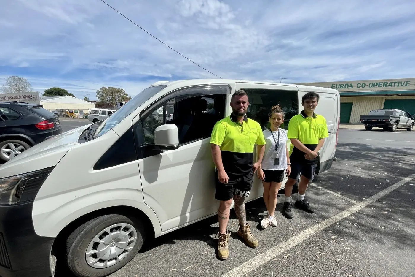 DREAM TEAM: Glower electrician Scott Haymes, sales representative Rachel Walsh and apprentice Marcus Blundell are making a difference for the environment but also for locals by upgrading their lights for free.  PHOTO: Clemence Carayol Id:21355