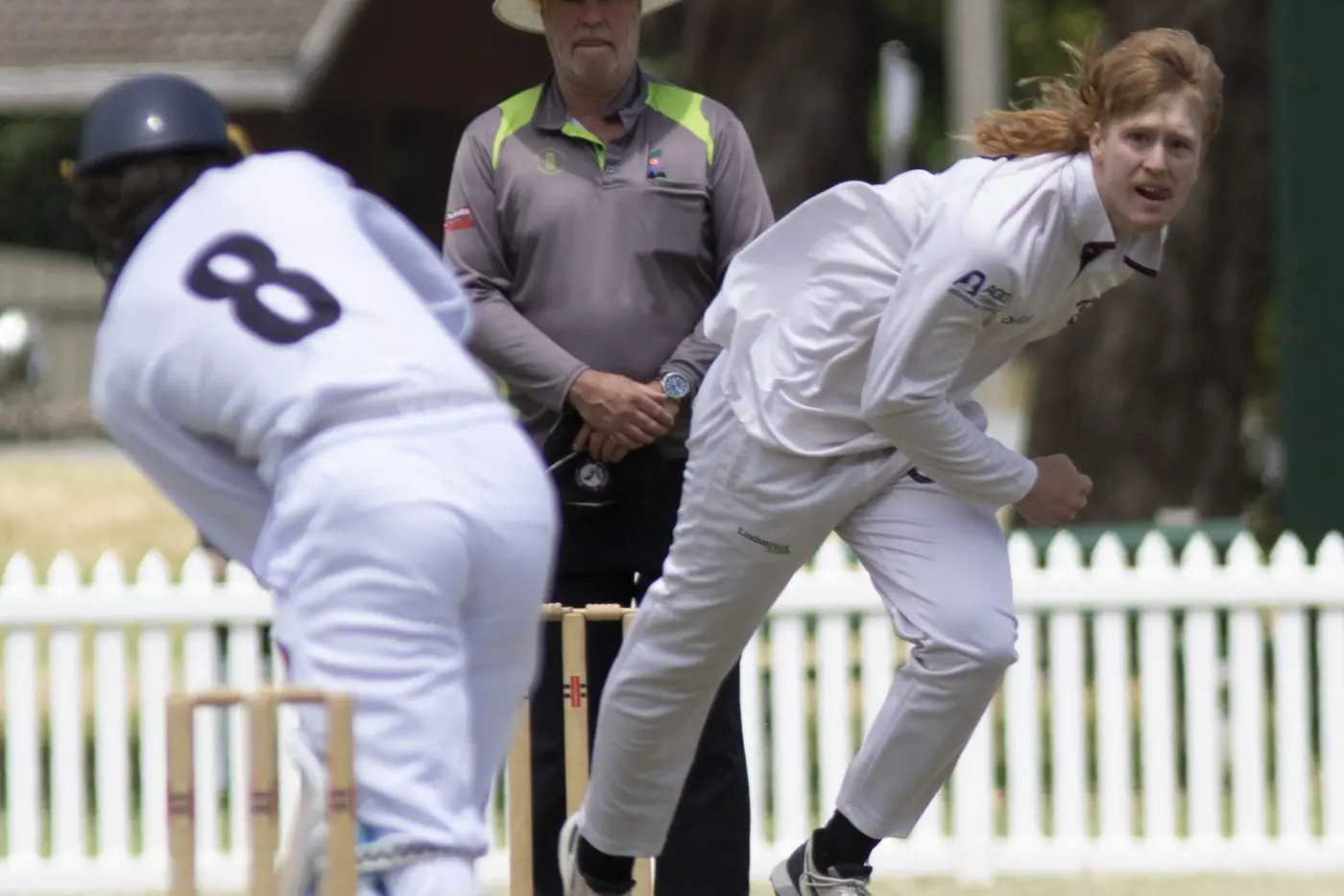ON THE BACKFOOT: Fletcher Paul had Old Students hopping around the crease in the weekend cricket showdown. PHOTOS: Dale Mann