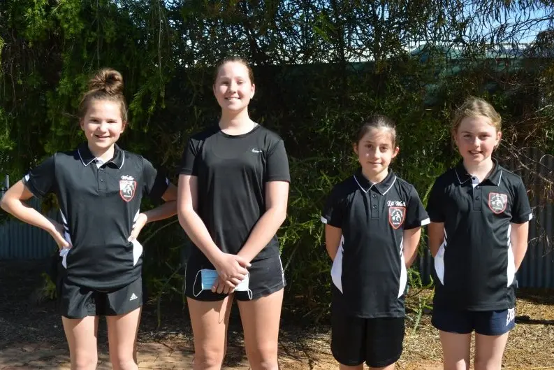 WE\\'RE EXCITED: Basketballers, Ruby Watson (left), Immy Putt, Macey Watson and Matilda Riddle are more than ready for a new season of representative basketball