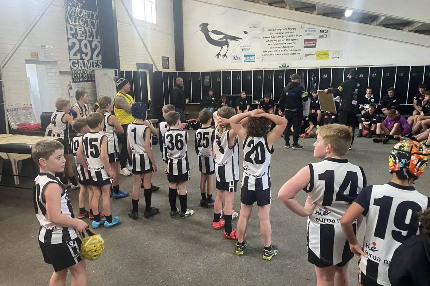 WELL REPRESENTED: The Under 10s show their support for the Under 18s ahead of their game against Rochester.