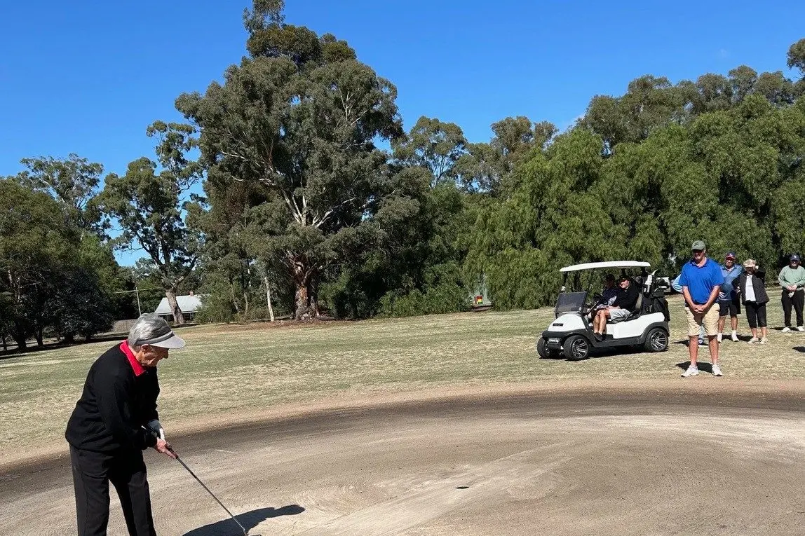 OPEN SEASON: Marlene Hull officially opens the golfing season at Avenel Golf Club.
