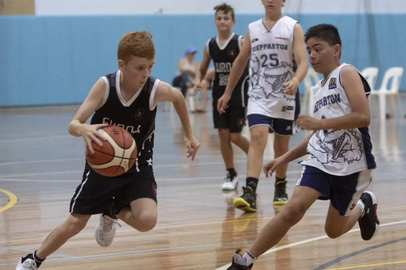 FAST BREAK: Max Smyth (U14) heads off down the court. PHOTOS: Dale Mann