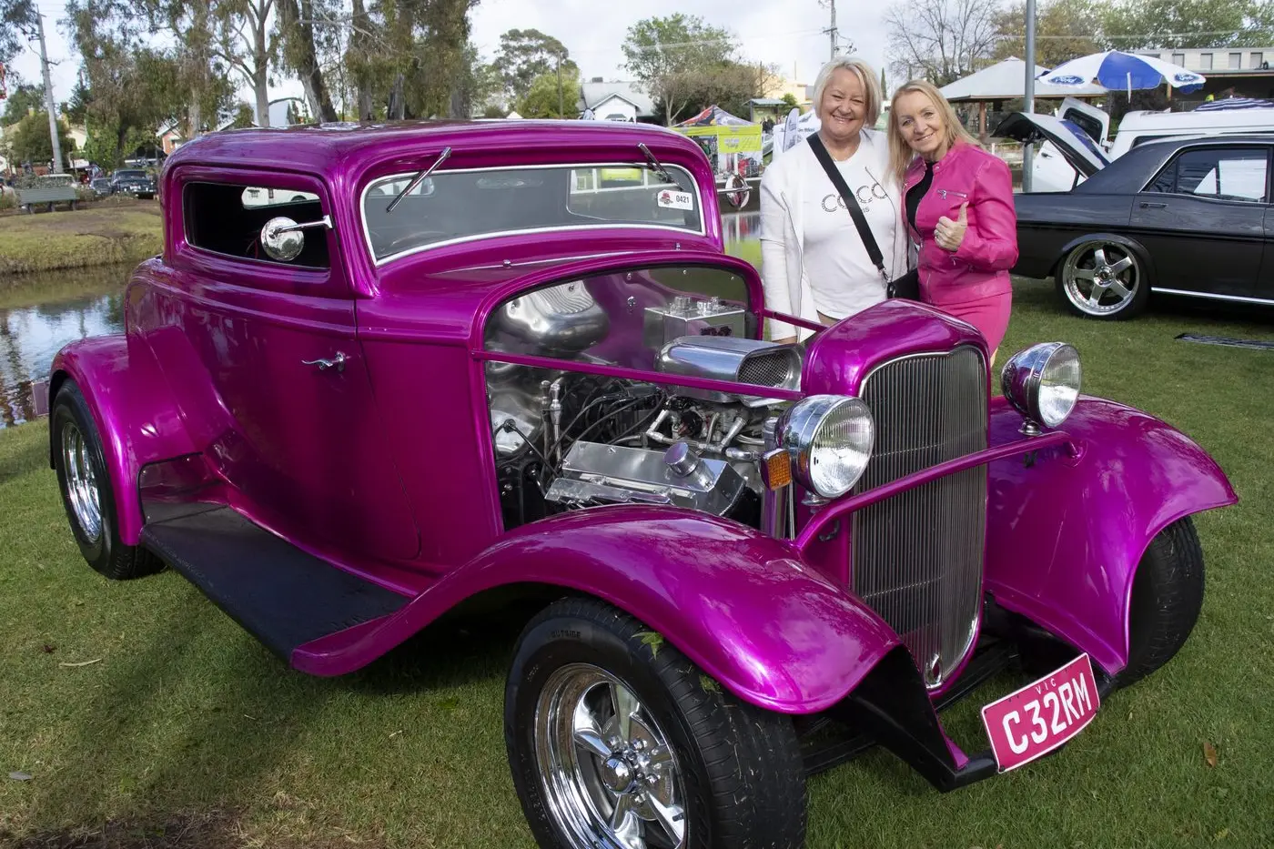 GET THIS PARTY STARTED: Dorothy Sutton from Euroa, with her 1932 Ford Coupe, which she built herself with sister-in-law Wendy Carrafru from Queensland. PHOTOS: Dale Mann