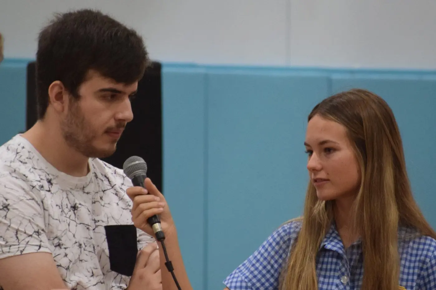 GETTING INSIGHT: Russell Jacka of Year 12 in 2020 being interviewed by 2021 Euroa Secondary College co-captain Tori Walker. PHOTOS: Philippe Perez