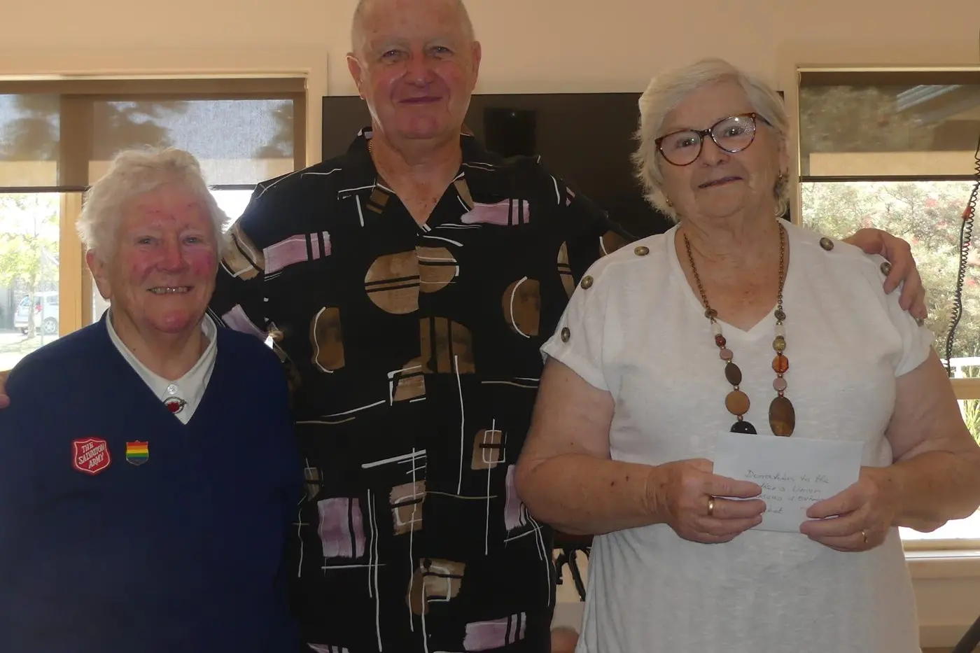 SUCCESS: Celebrating Morning Melodies in Nagambie was Enid Simpson of the Seymour Salvation Army Corps branch, singer Noel Pearson, and Central Goulburn MU member Marlene Brew. PHOTO: Di Grant