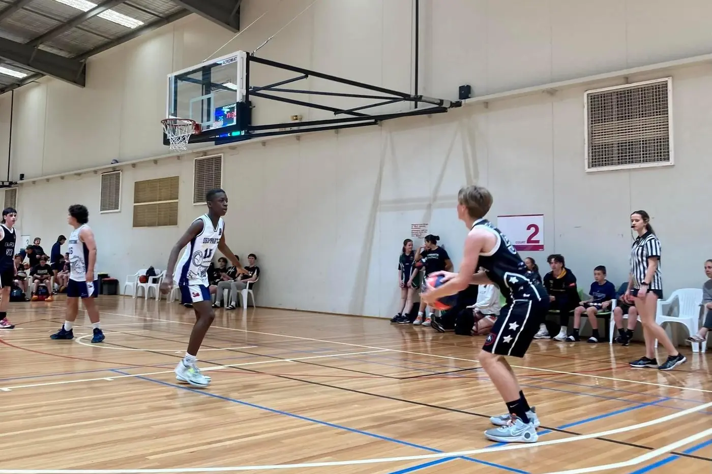 NOTHING BUT NET: Euroa\\'s Campbell Baker spots up for a midrange shot in their U16s game against Shepparton.  Id:31353