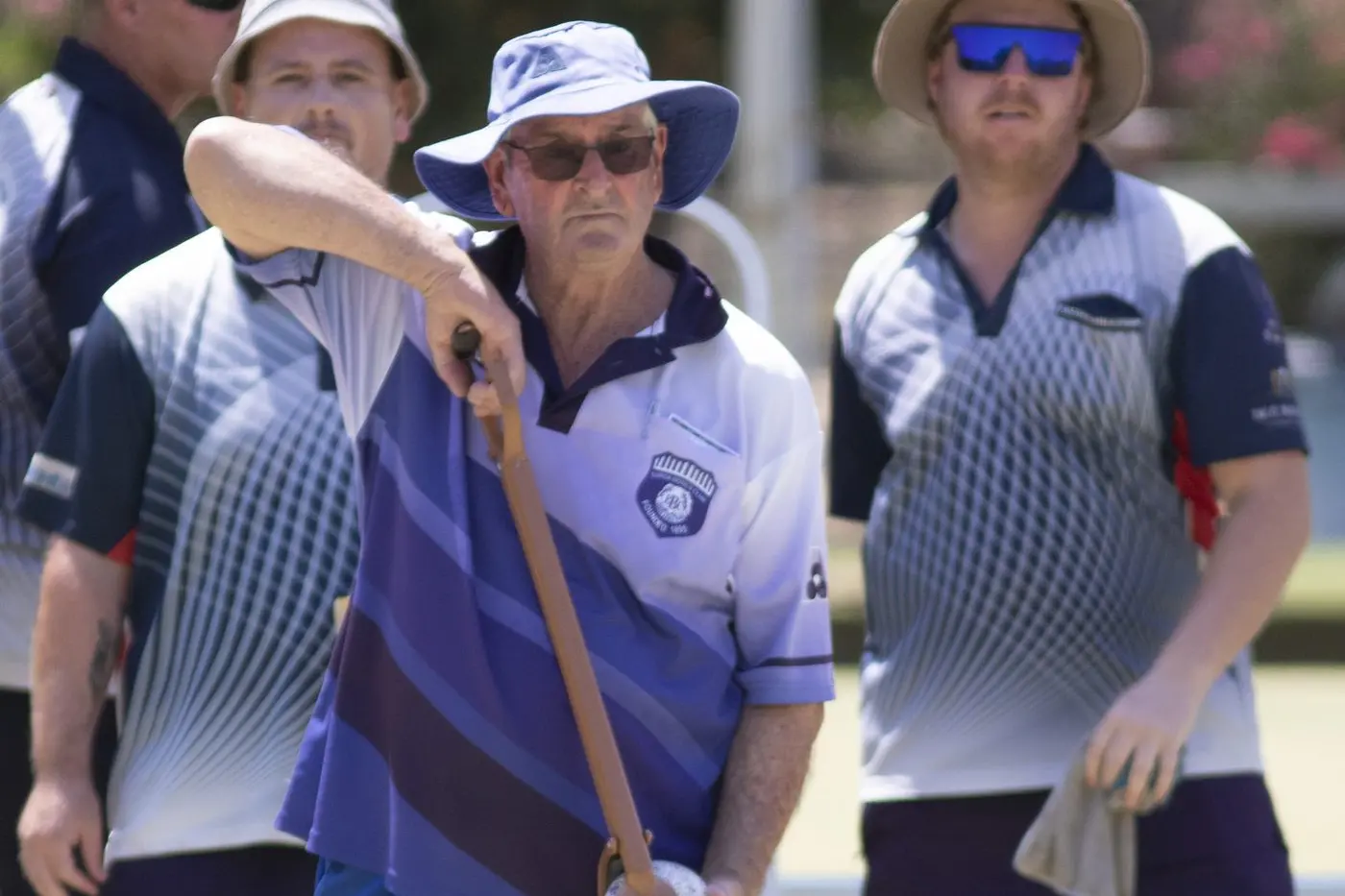 SURVEYING THE SCENE: Don Steers prepares for his roll under the watchful eye of the opposition. PHOTOS: Dale Mann