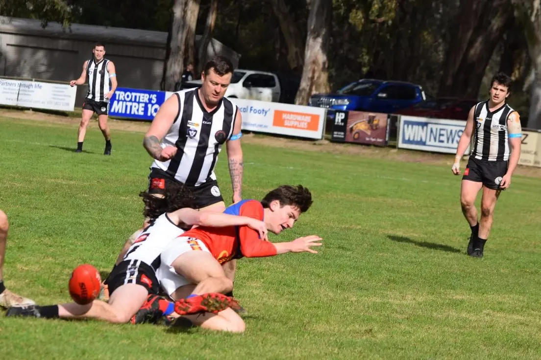 BALL: Jye Bjorksetn executes the perfect tackle.\\nPHOTOS: Raelee jager