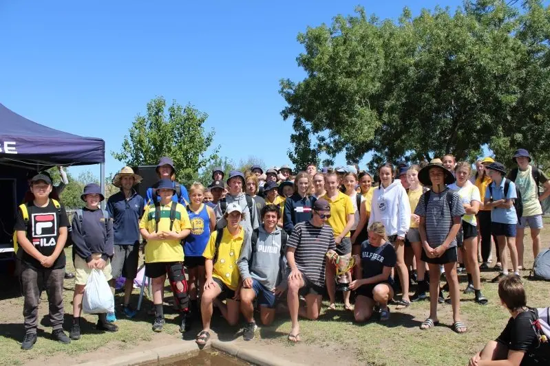 A GREAT TEAM EFFORT: Members of Forlonge House celebrate their win at the house swimming sports.