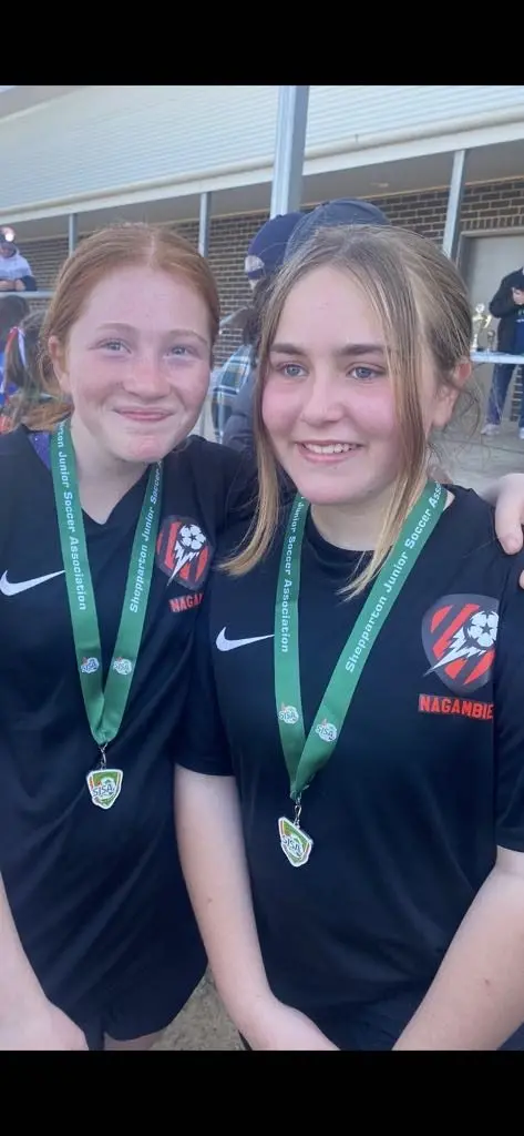 GRAND FINAL DAY: Ruby Preston and Charlotte Divers share a memorable moment before the excitement of grand final day.