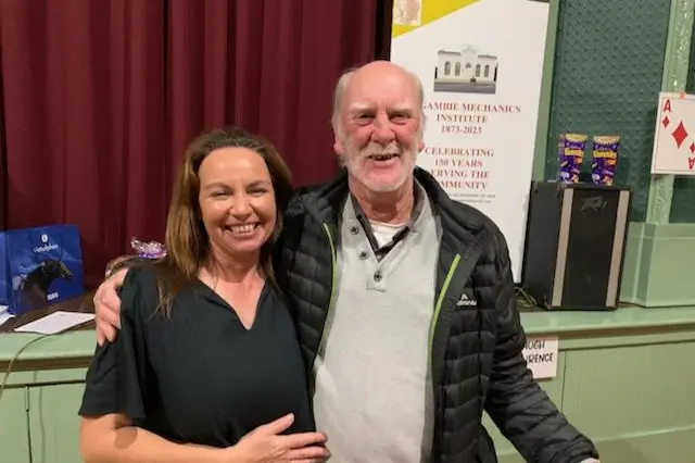 WACKY WINNER: Mick O\\'Connell won a Wacky Splash Park Nagambie one year pass for one person; he is pictured with Sinead Hughes from Wacky Splash Park Nagambie.
