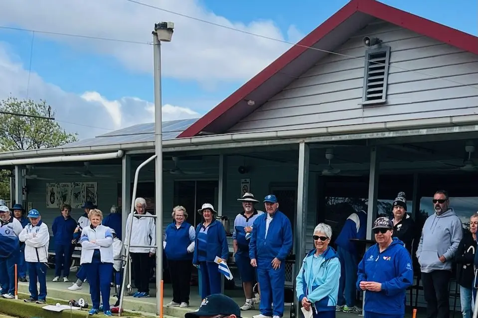 KICKING OFF THE SEASON: Marcus Mackrell rolls the Opening jack at Euroa Bowls Club.