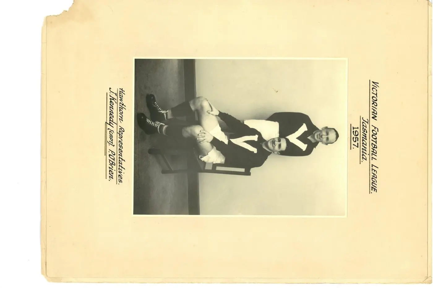 TWO HAWKS TOGETHER: John Kennedy and Phil O\\u2019Brien in the 1957 Victorian side.