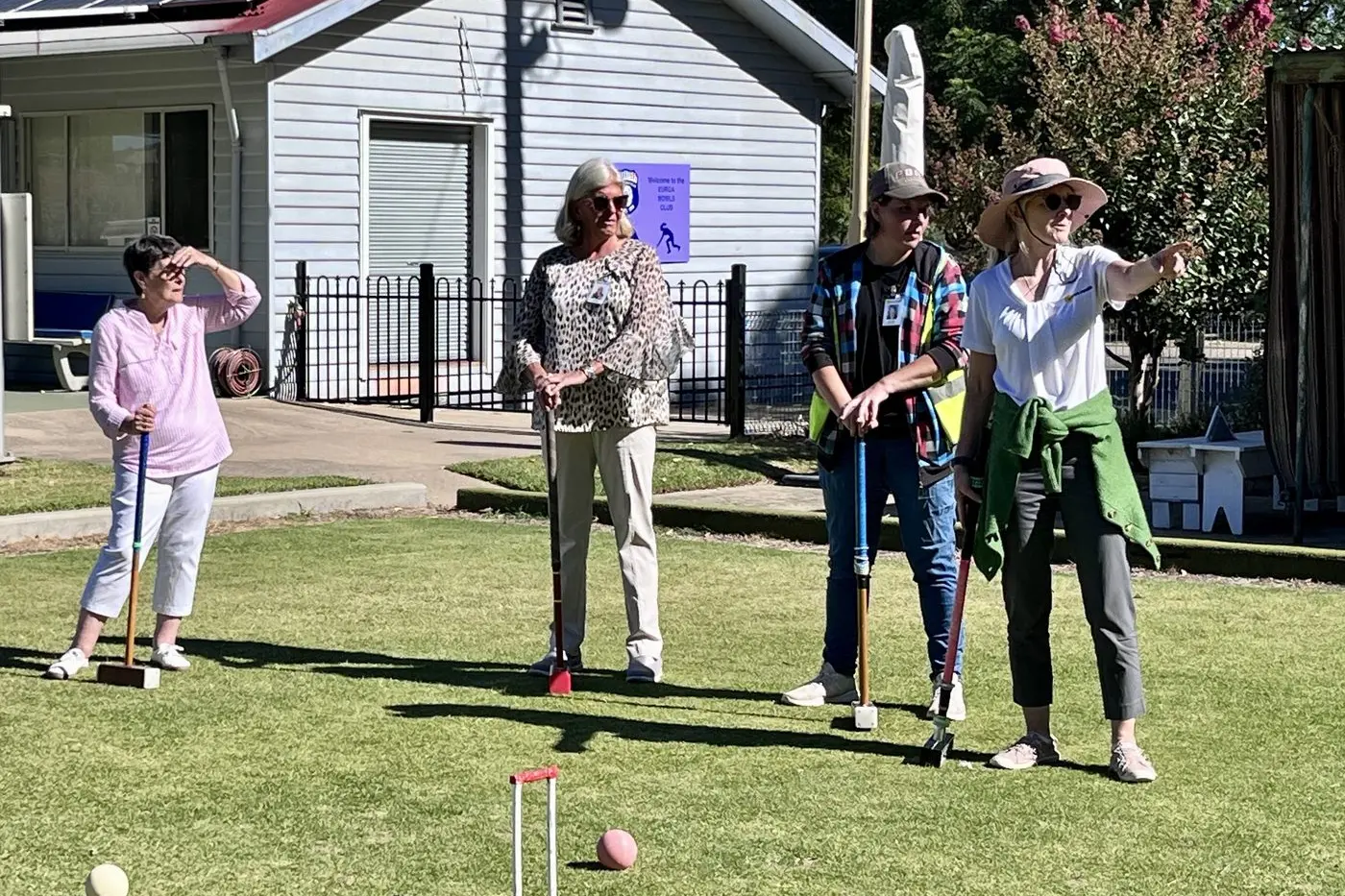 ROQUETED AWAY: Euroa health celebrated the hard work of their vounteers by hosting them to a night of fun and food at the Euroa Croquet Club where a few tried out their skills. PHOTO: Catie Hill
