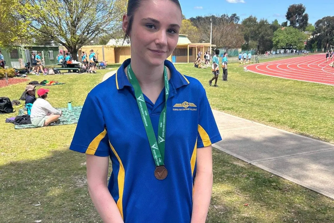 GREAT EFFORT: Ellie Robinson finished third in both the Triple Jump and 100m representing Euroa Secondary College.