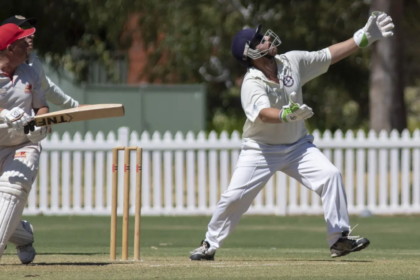 UP FOR GRABS: Daniel Edwards tracks the ball as the opposition skies it. PHOTOS: Dale Mann