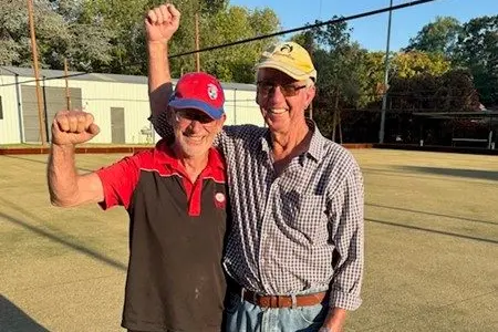 GRAND FINAL WINNERS: Ken and Mick, winners of the Violet Town Bowls Club Pairs competition.
