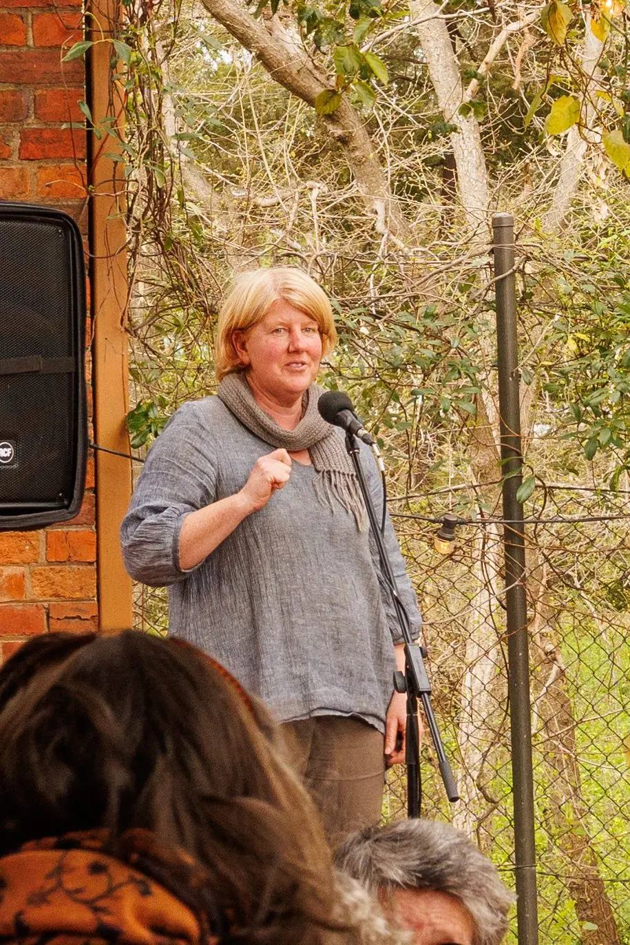 AUTHOR\\'S PARTNER: Kate Stothers spoke at the event. PHOTOS: Bill Harris