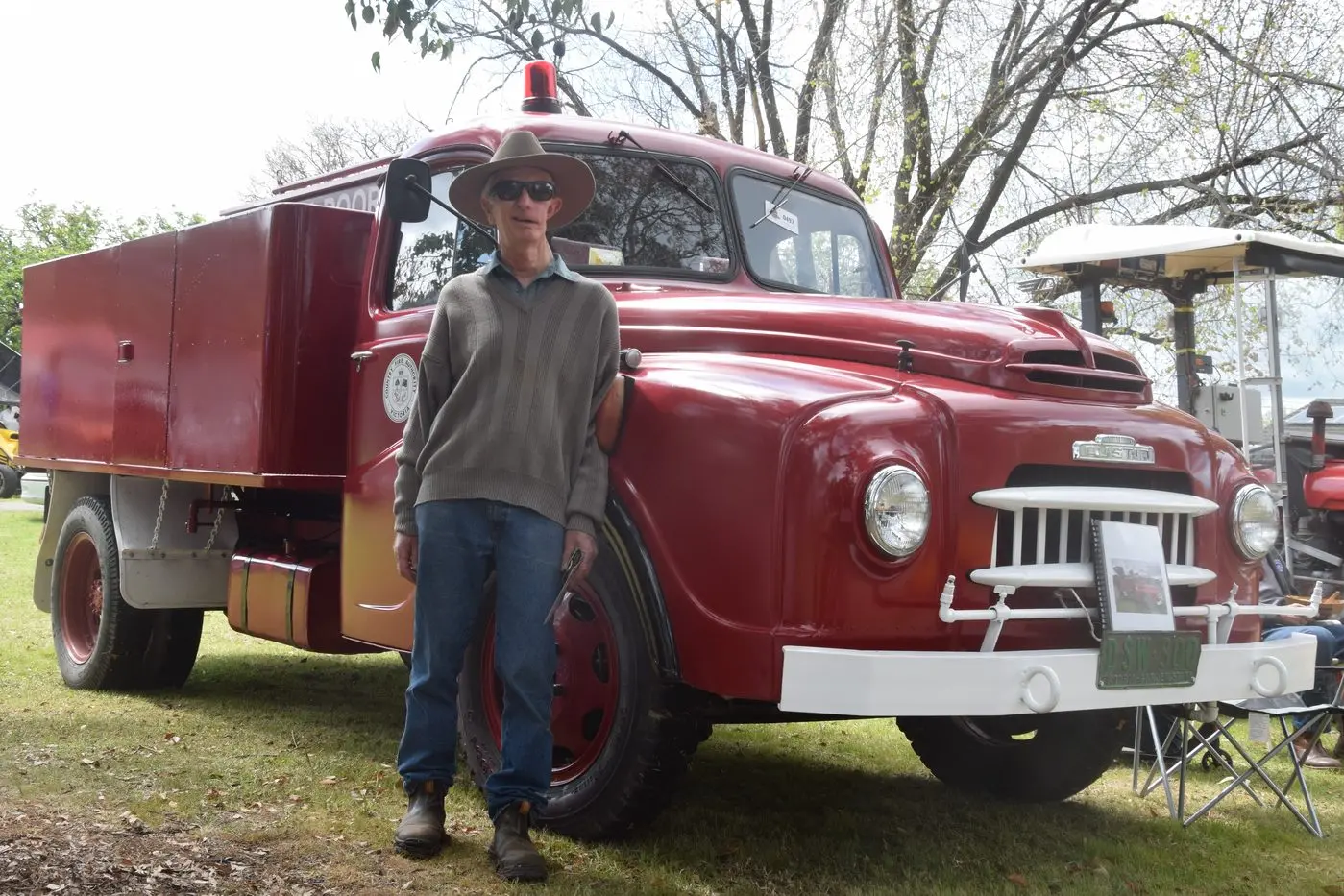 JAMES\\' TRUCK: James Dunn of Creightons Creek bought his 1964 WE Austin fire truck to use around the farm.