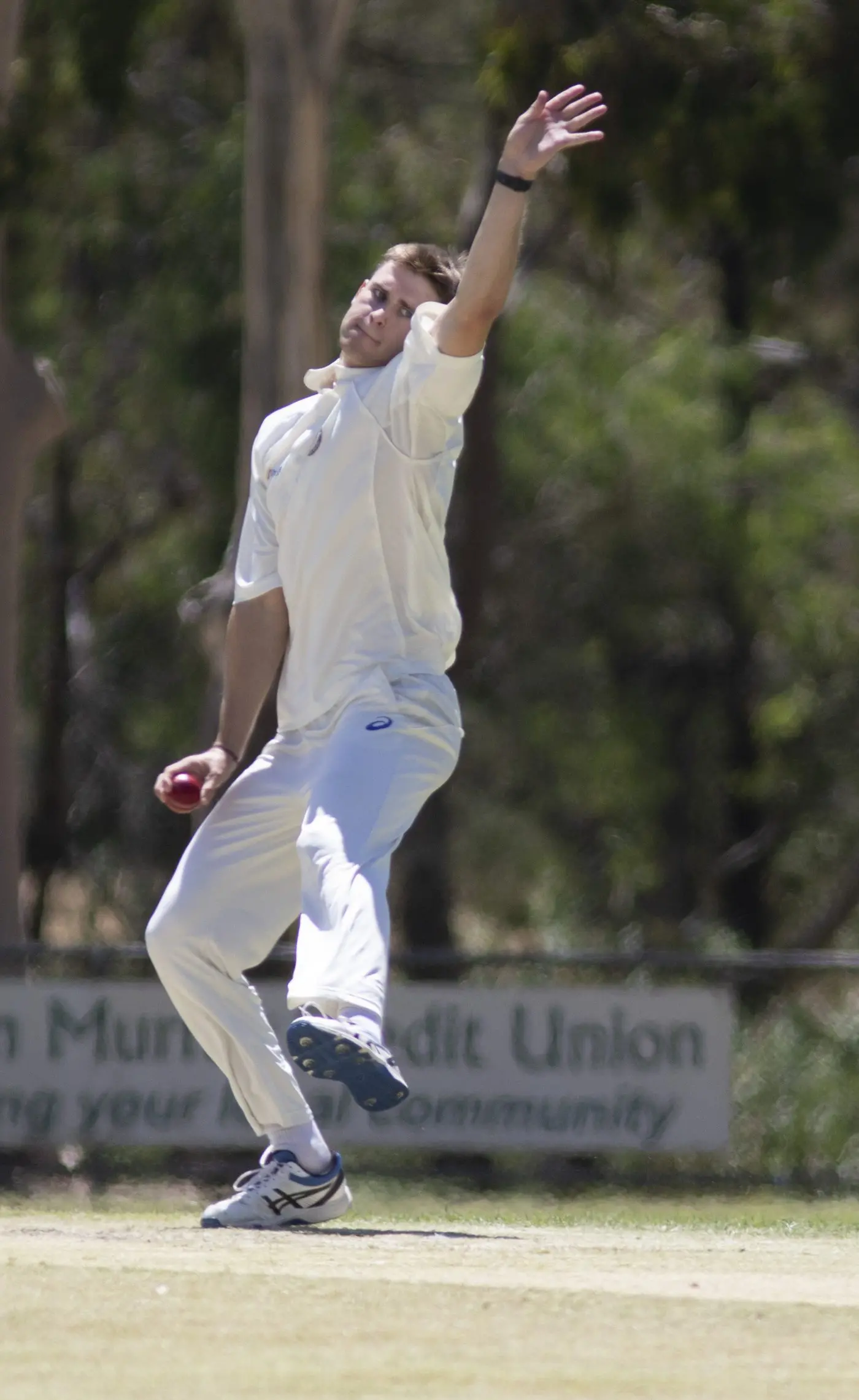 LONG RUNUP: Cohen Paul bends his back, changing it up from his normal off-spinners.