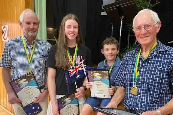 AVENEL ACHIEVERS: From left, Tim Batten who received Avenel Citizen of the Year, Young Citizen of the Year Sadhbh O\\'Sullivan, Junior Citizen of the Year Ned Butler  and John Hyland representing the volunteers who created the native plantation on the entrance to Avenel. 