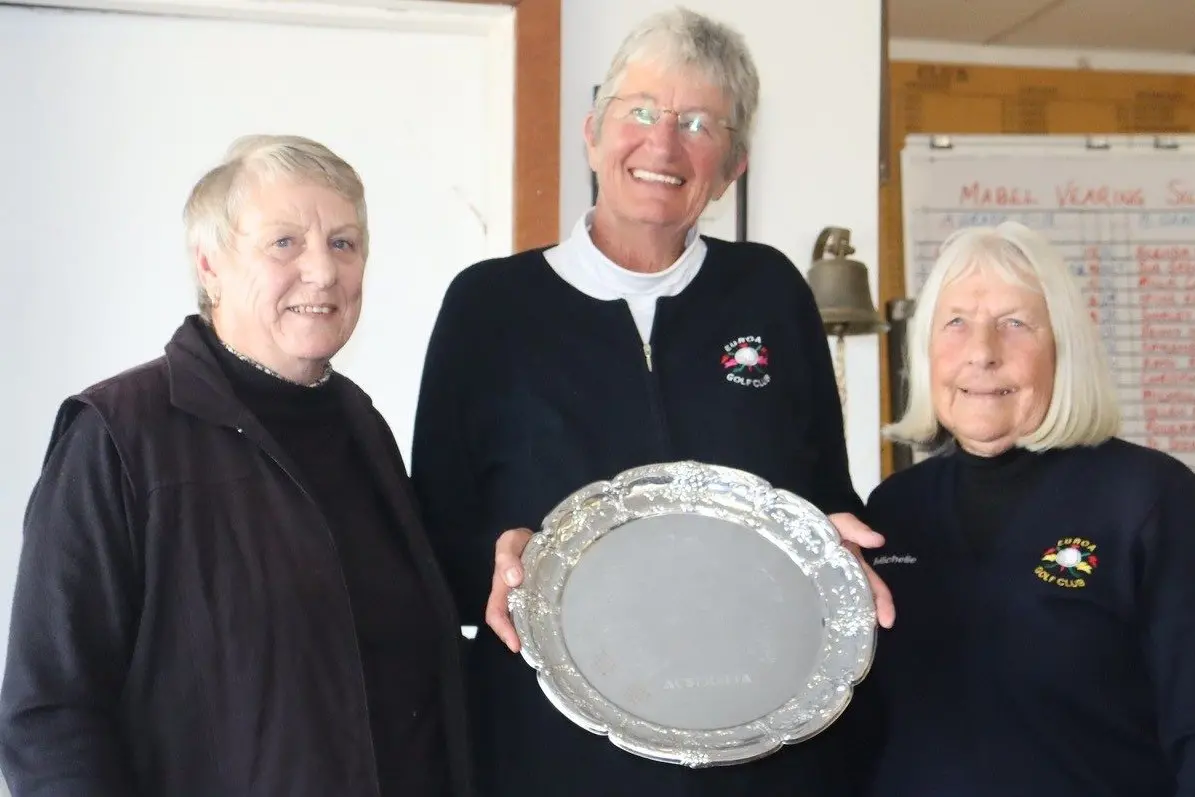 LOCAL WINNERS: Winners of the Mabel Vearing Silver Salver, left to right: Robin Lied, Marion McMartin and Michelle Thomson from Euroa.