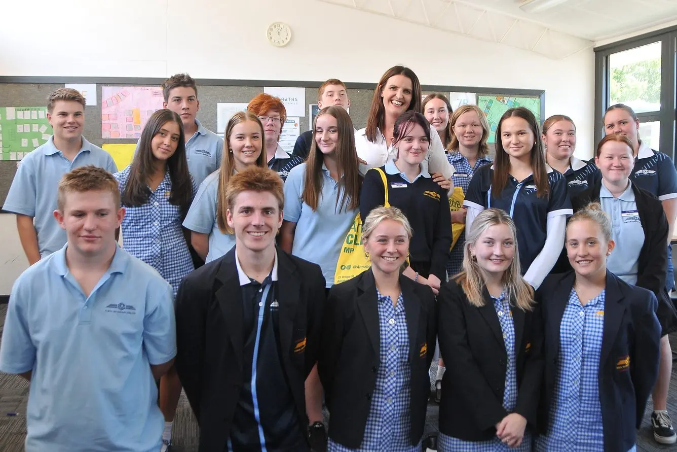A CREW OF LEADERS: Euroa Secondary College\\'s years 10-12 student leadership group includes the school\\'s captains and vice captains, house captains, SRC captains, and music captains, seen here with Euroa MP Annabelle Cleeland.