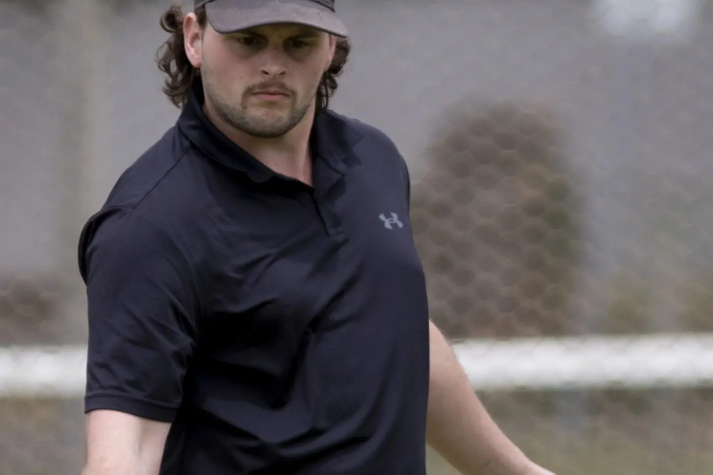 ROBO SLICE: Lachlan Robinson returns the ball with a firm slice. PHOTOS: Dale Mann.