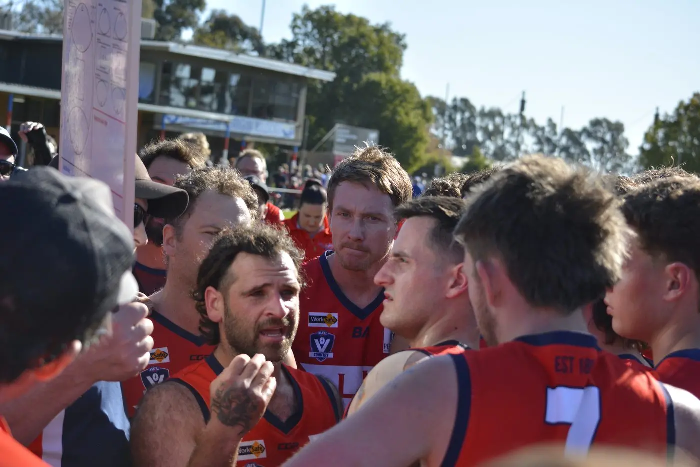 COACH\\'S CALL: Baz Formosa throws everything into his talk to get the players across the line.