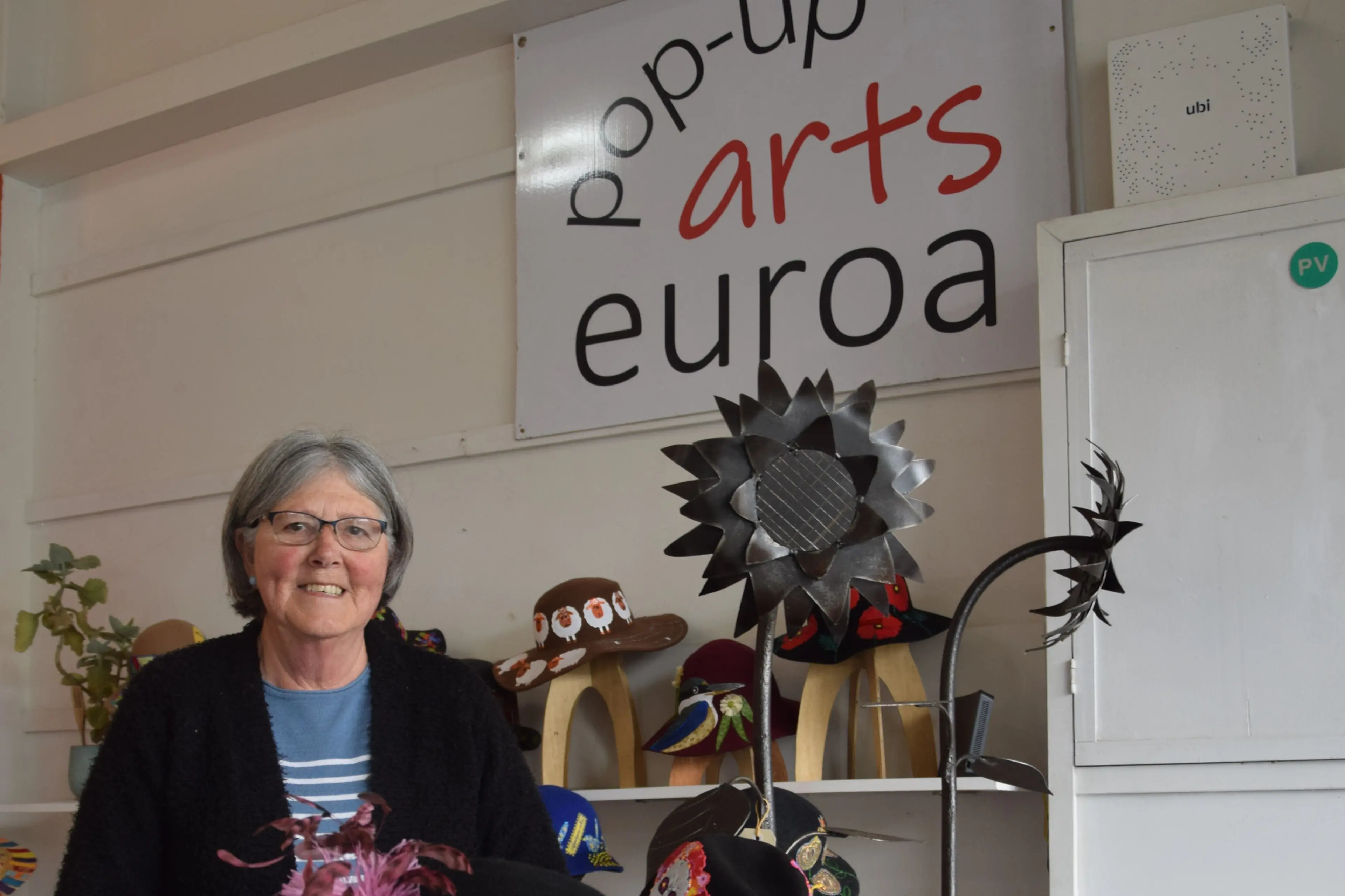 <p>POP INTO THE POPUP: Rhoswen Harris amid the creative hats of Melanie Bell at Sheila\\'s Gallery in Euroa. PHOTOS: Andy Wilson</p>\\n