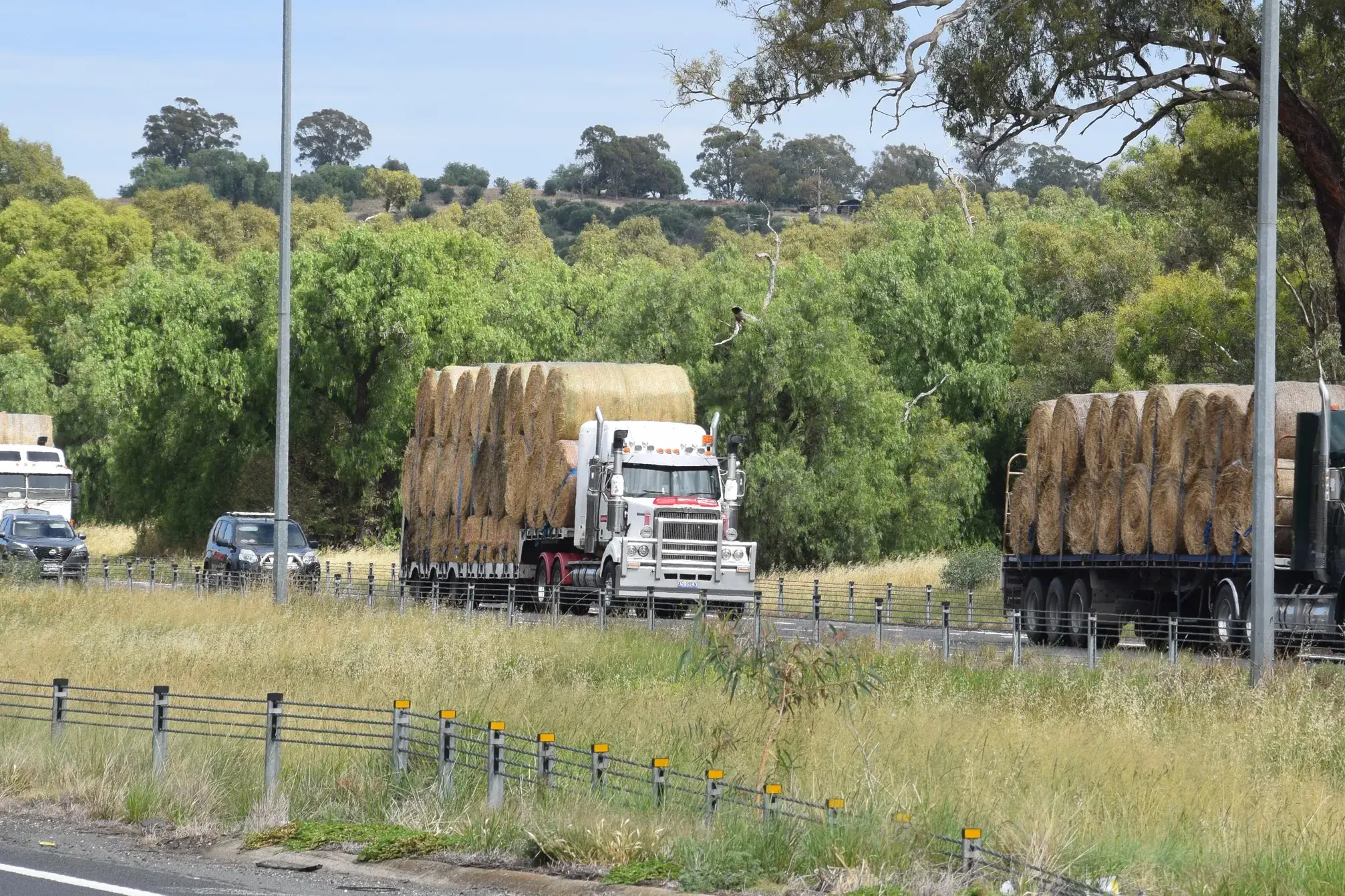 <p>CONVOY: A line of trucks passes Avenel on Sunday morning. PHOTO: Andy Wilson</p>\\n