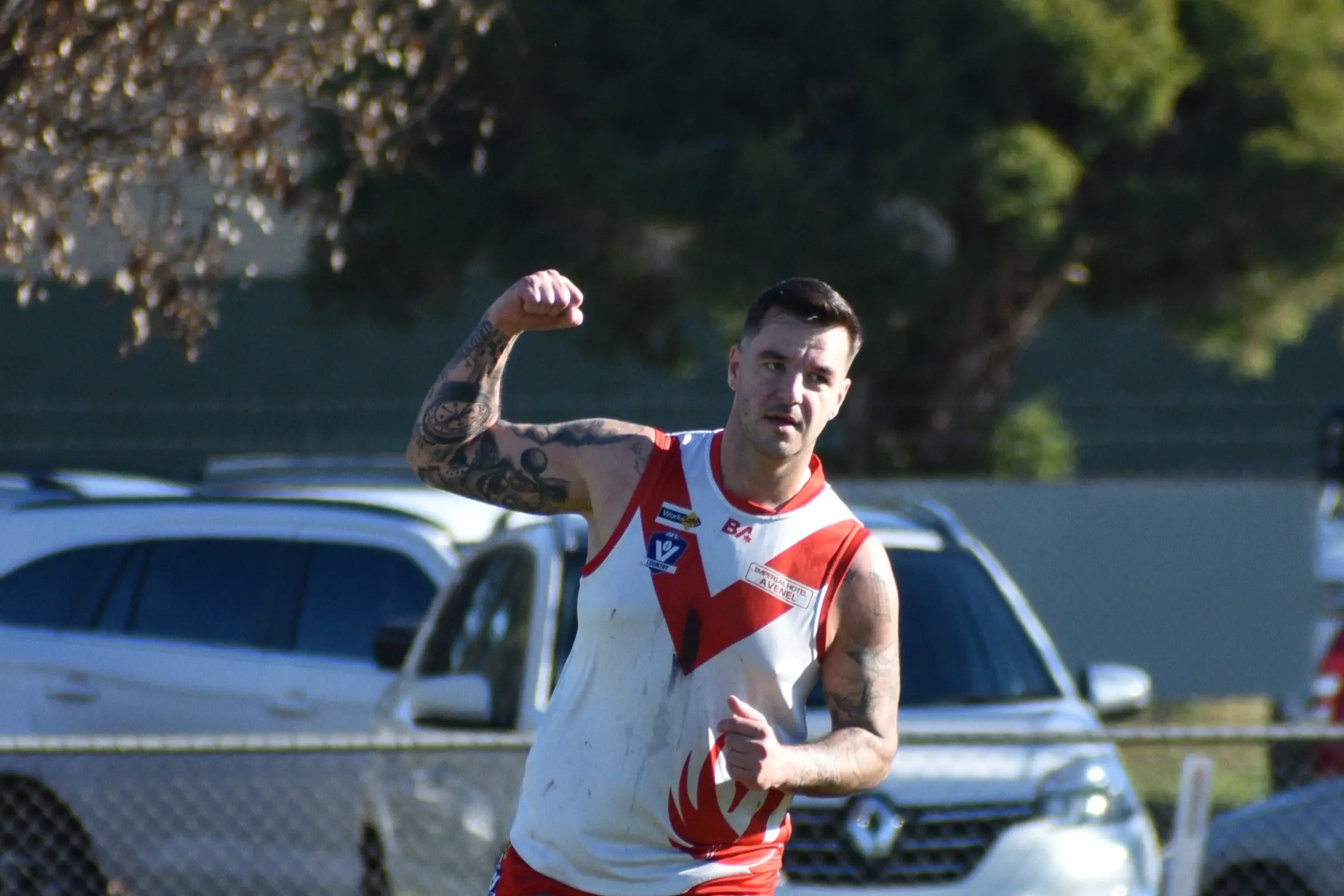 <p>CELEBRATIONS: Luke Furci celebrates one of his seven goals. PHOTO: Monica Crnko</p>\\n